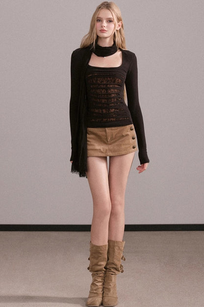 Slim-Fit Ripped Square-Neck Top