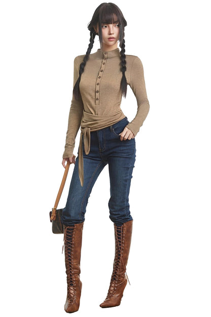Pleated Shoulder Base Layer Top