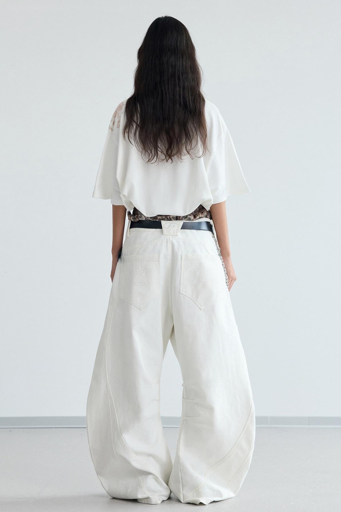 Frayed Wide-Leg Machete Jeans