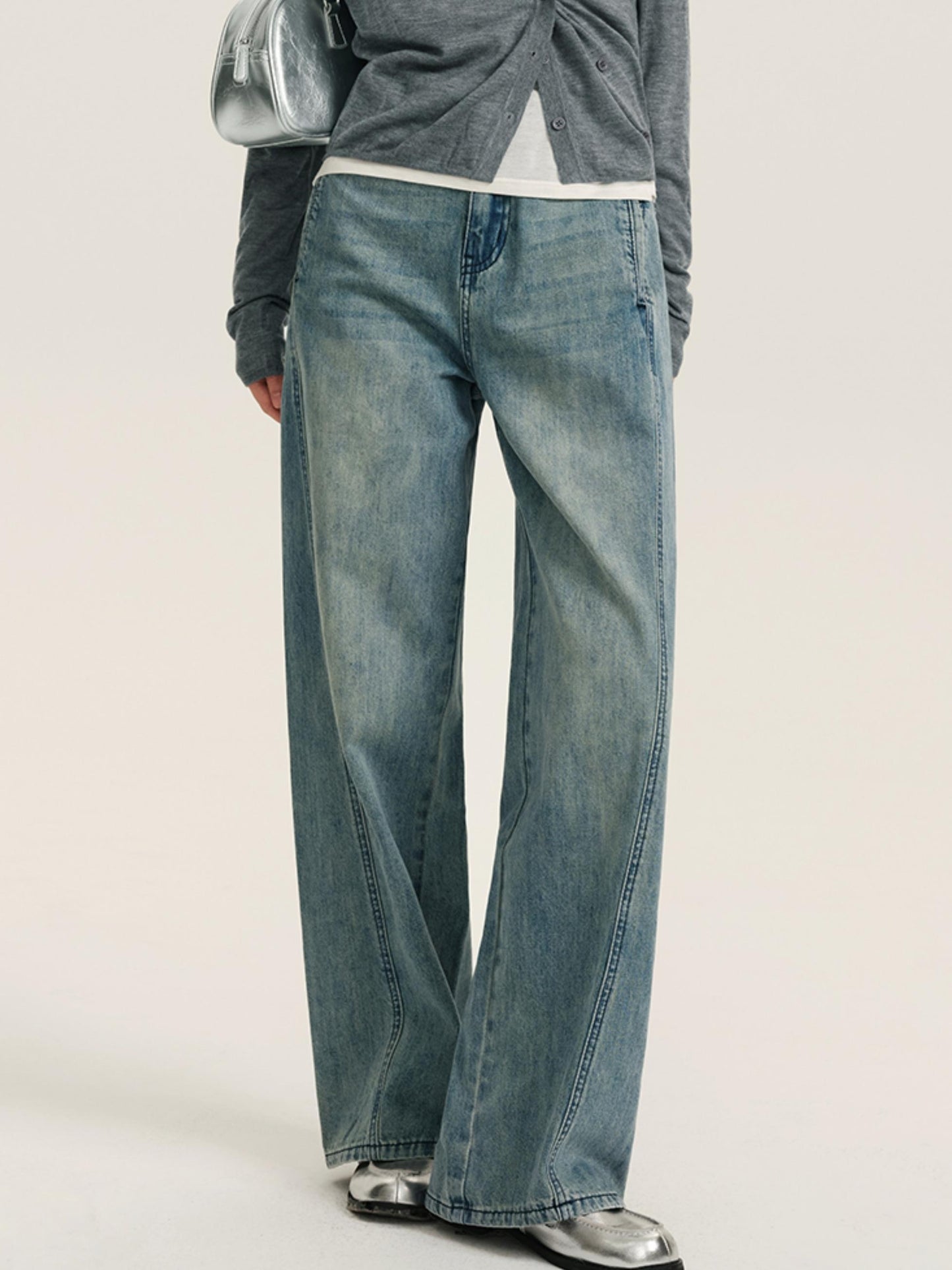 8,15 auf die neue Mitgliedschaft 85% Rabatt auf Retro-Jeans mit weitem Bein Frauen neue Anti-Fade lose drapieren Straight-Leg Mop Hosen