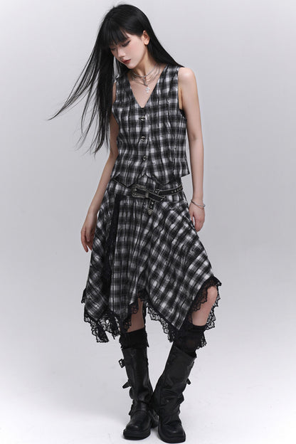 Summer Plaid Bustier Skirt Set-Up