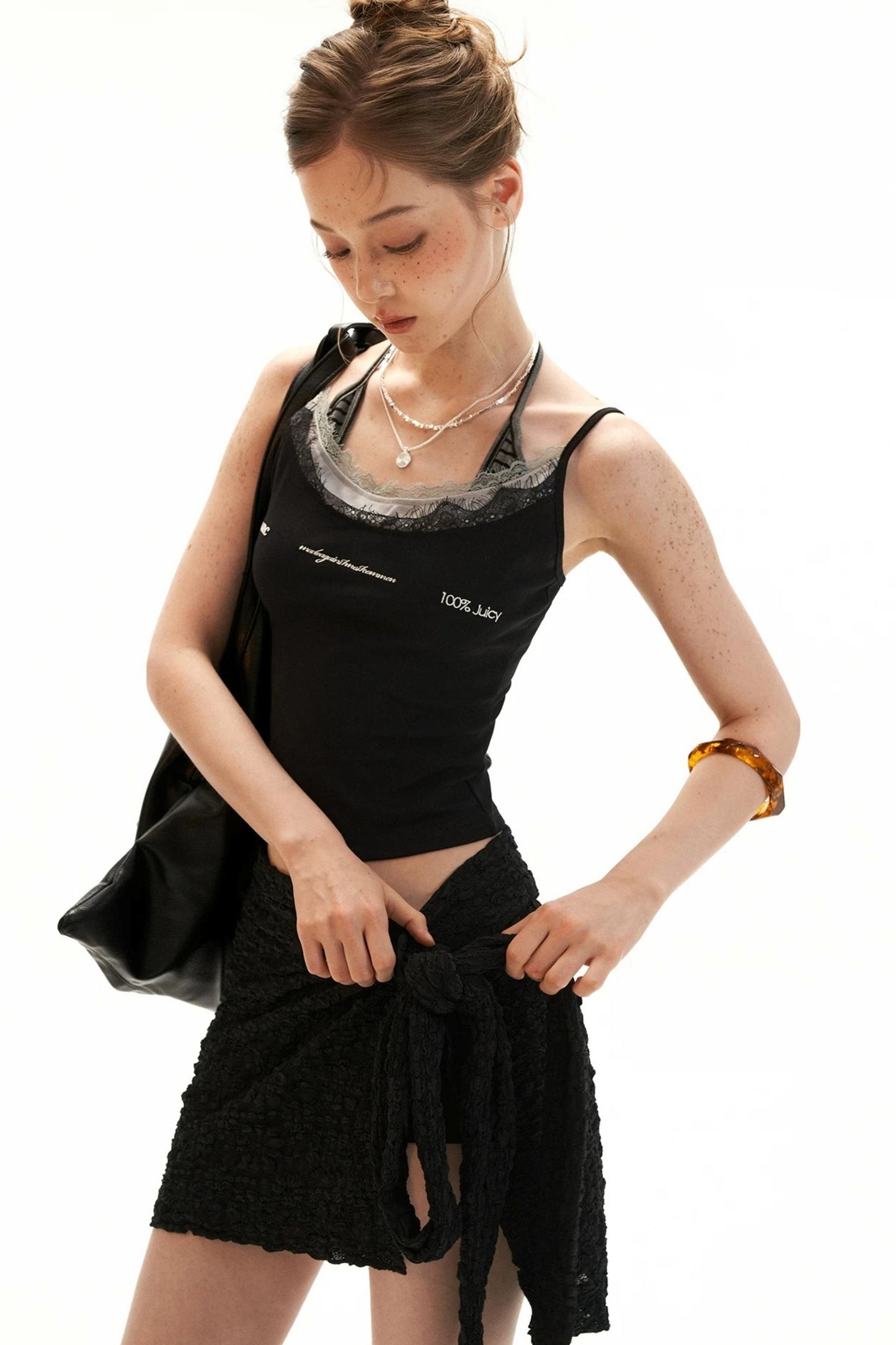 Embroidered Faux Three-Piece Camisole