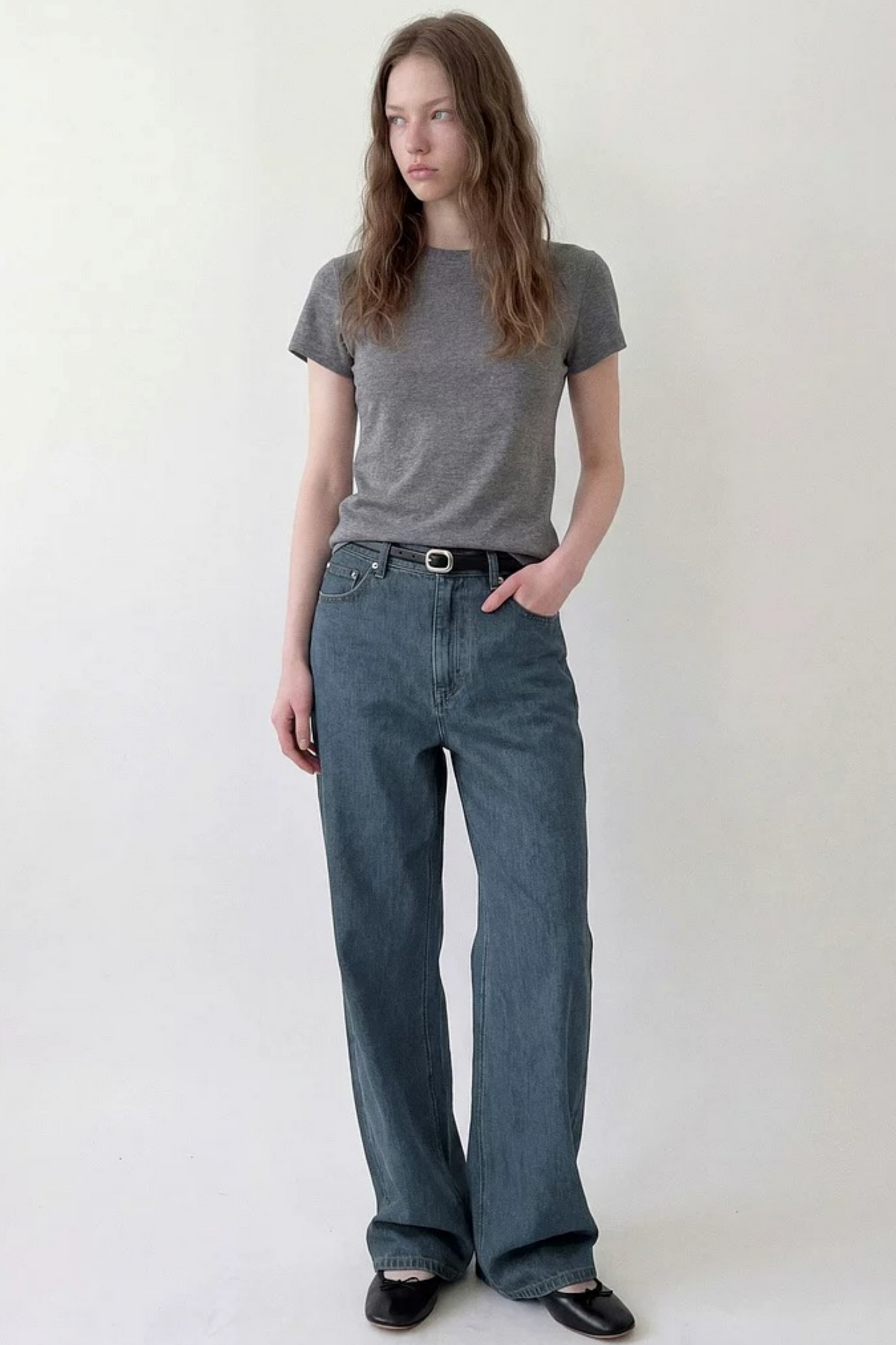 Pantaloni in denim vintage a vita alta