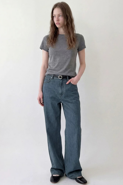 Pantaloni in denim vintage a vita alta