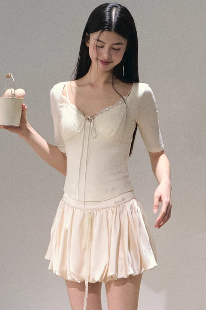 Taste of Cardamom Lace Knit V-Neck Top