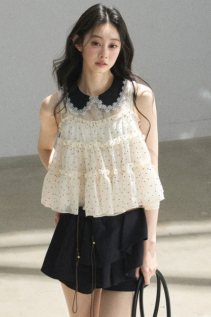 Verträumte Chiffonbluse mit Punktemuster