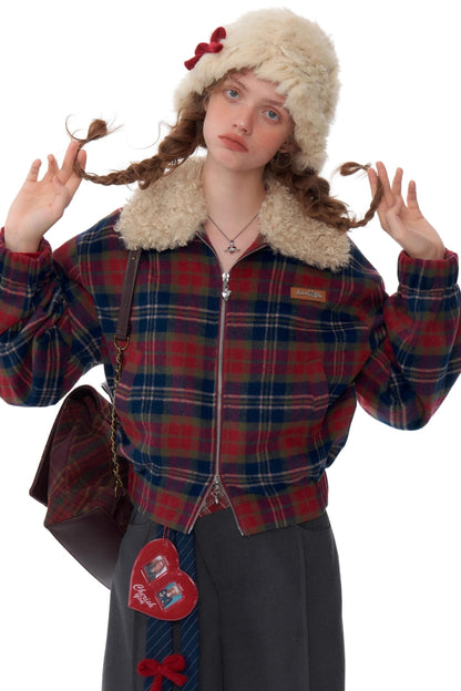 Retro Plaid Fleece Jacket