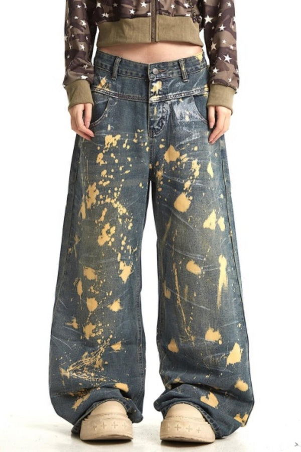 Retro Splatter Denim Pants