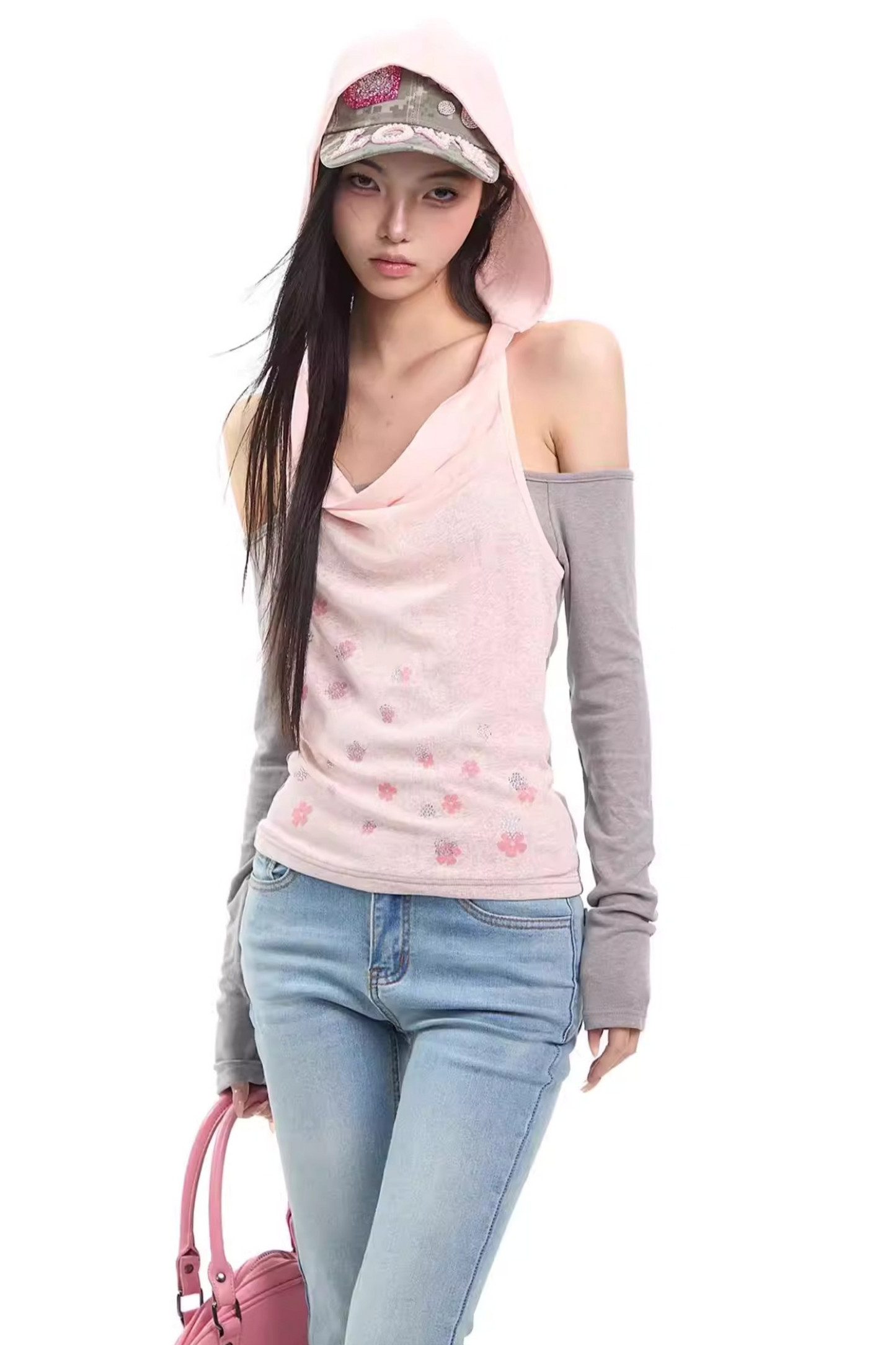 Off-Shoulder Hooded Top