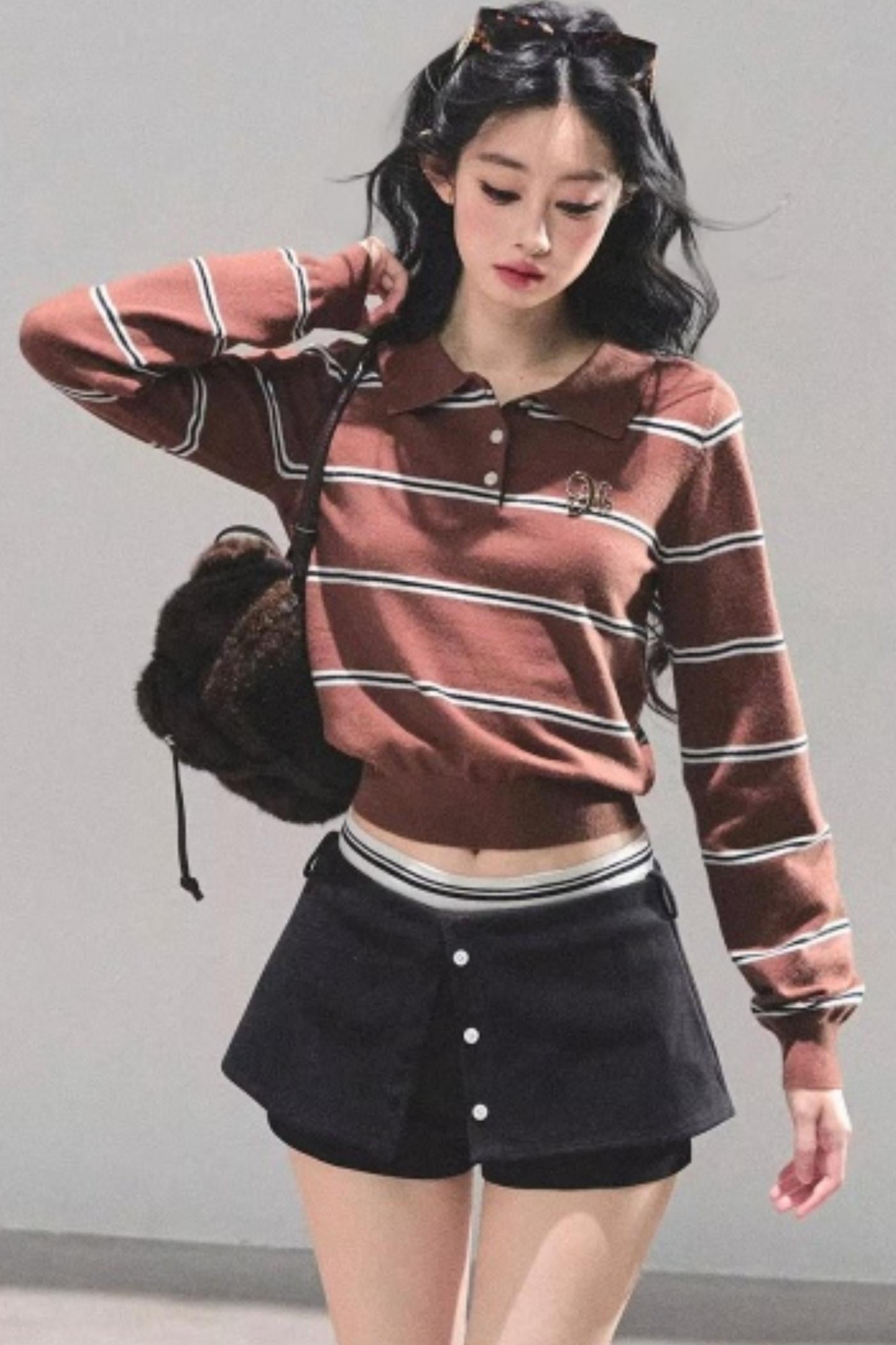 Polo Collar Knit Top