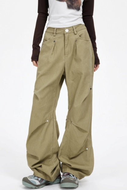 Functional Pleated Stud Cargo Pants