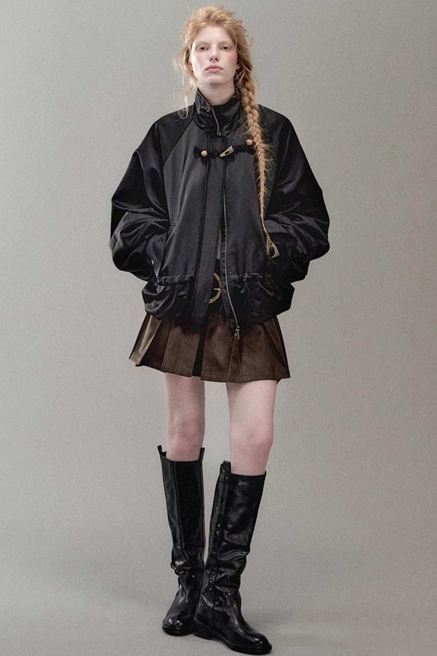 Genesis Pleated Leather Skirt