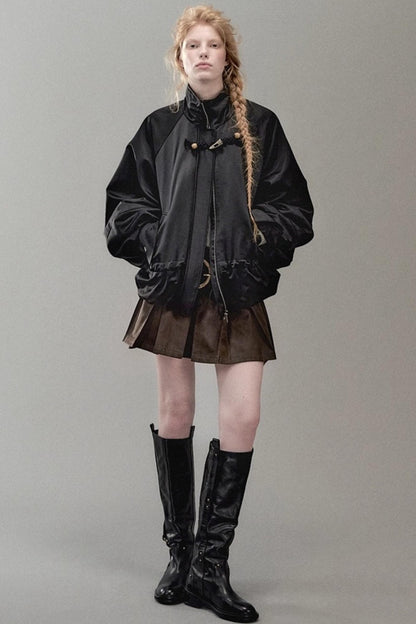 Genesis Pleated Leather Skirt