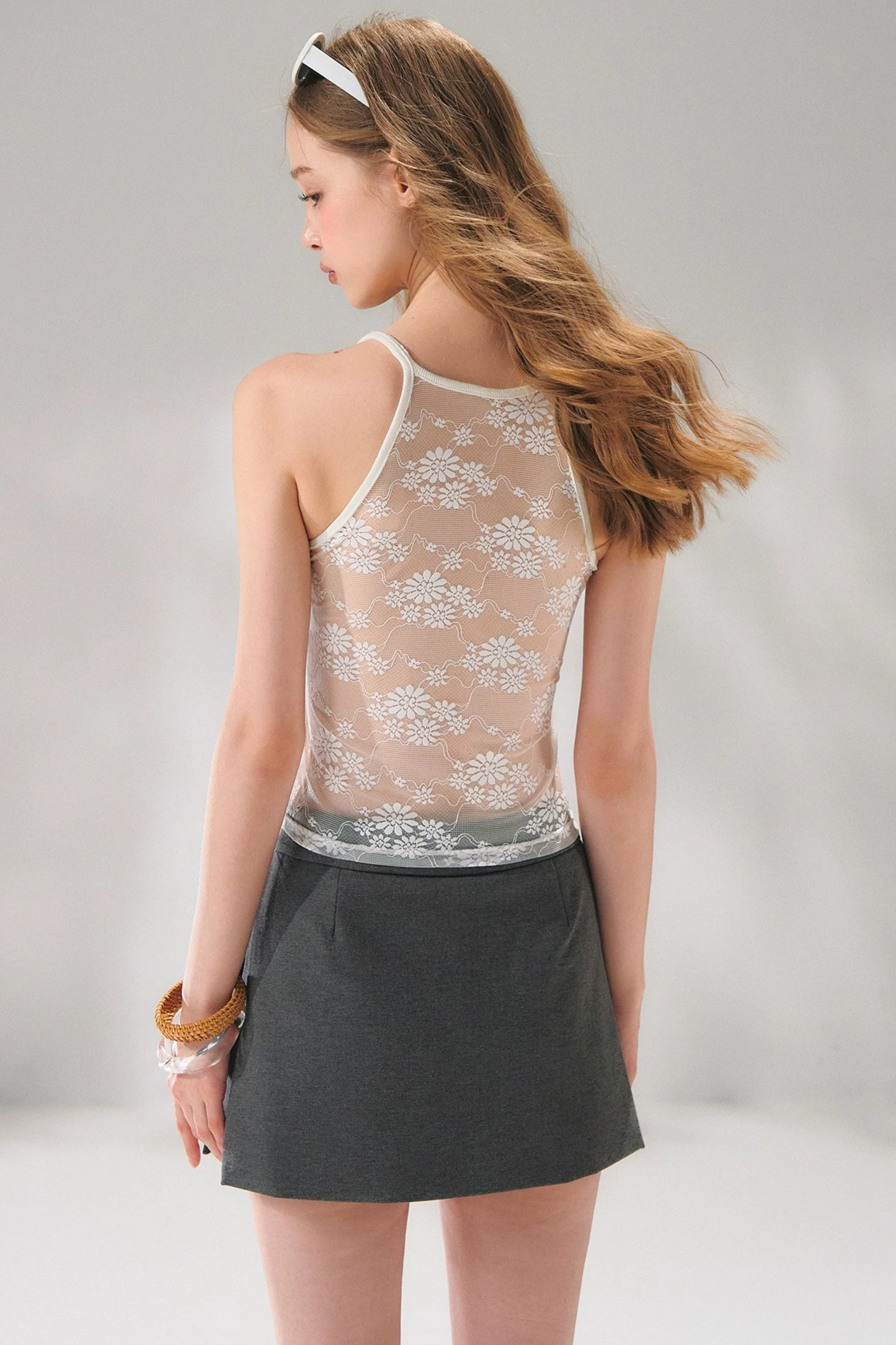 Striped Lace Embroidered Cardigan Set-Up