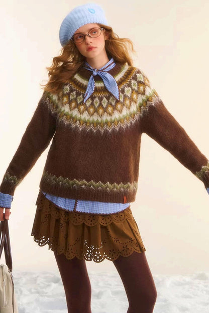 Suede Embroidered Cake Skirt