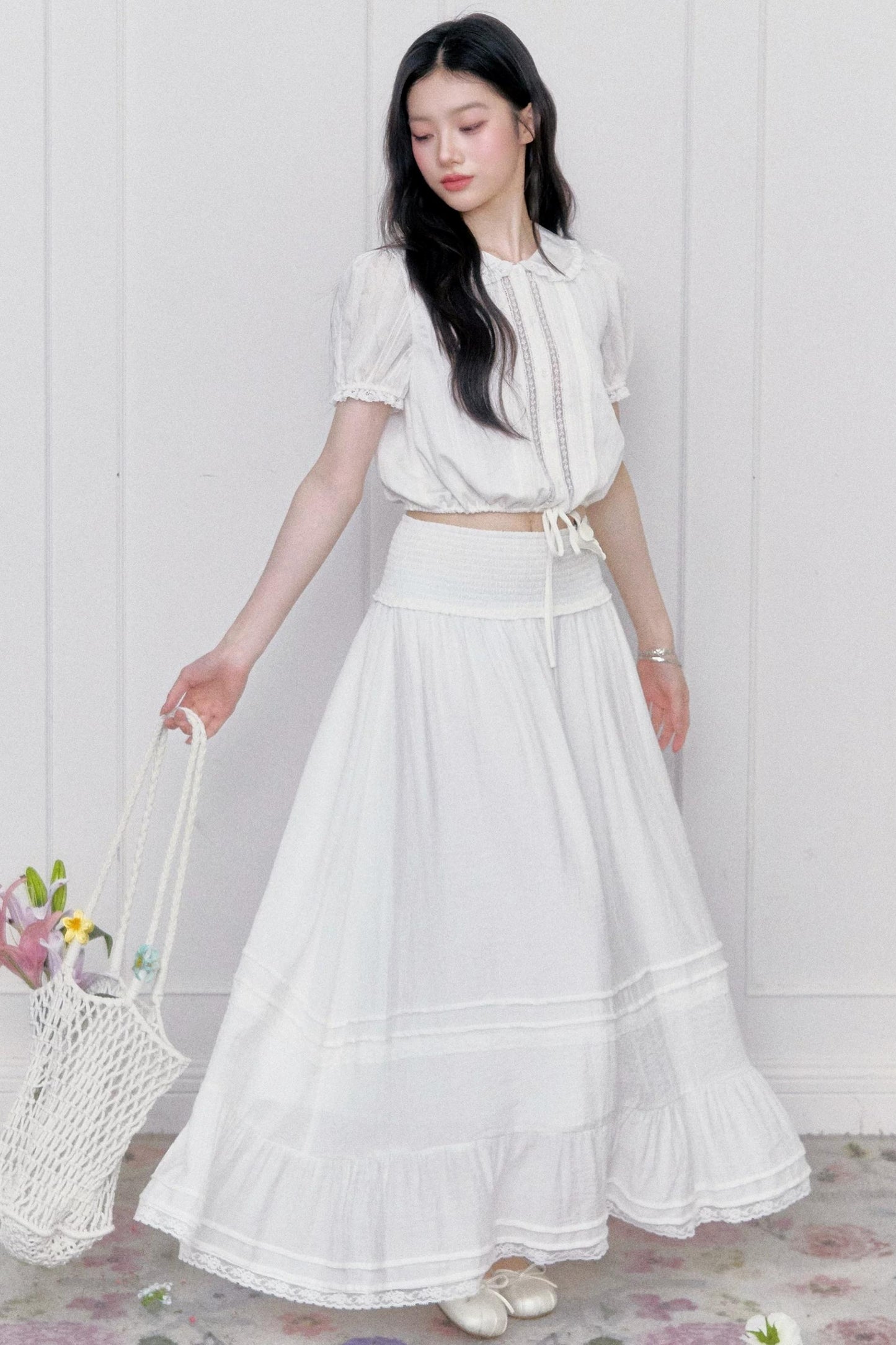 White Moonlight Lace Blouse Set-Up