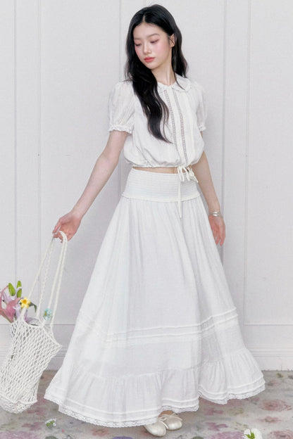 White Moonlight Lace Blouse Set-Up