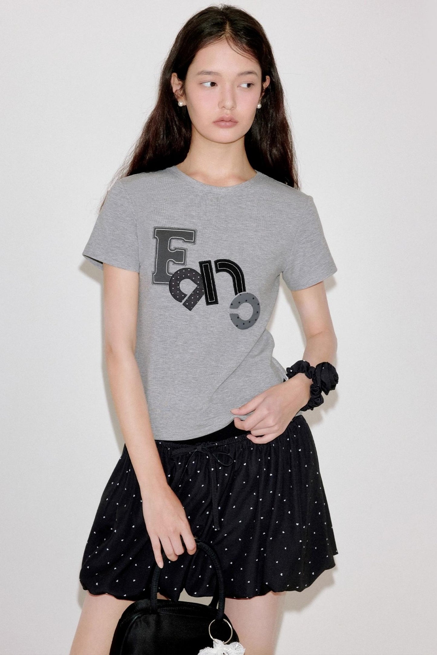 Niche Polka Dot Shoulder T-Shirt