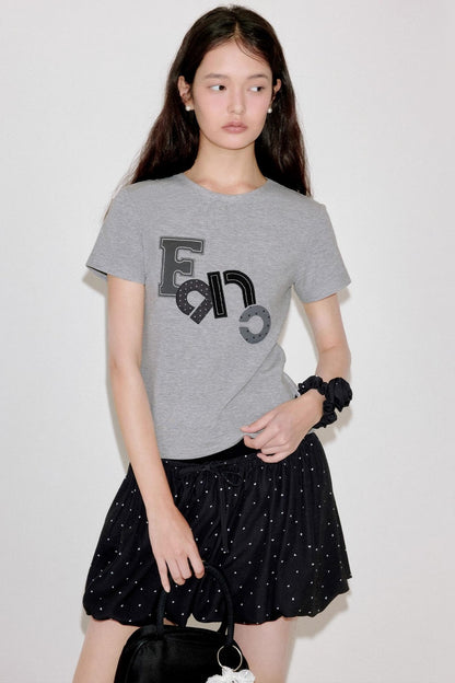 Niche Polka Dot Shoulder T-Shirt