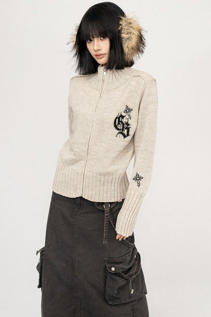 Vintage Spice Jacquard Knitted Cardigan