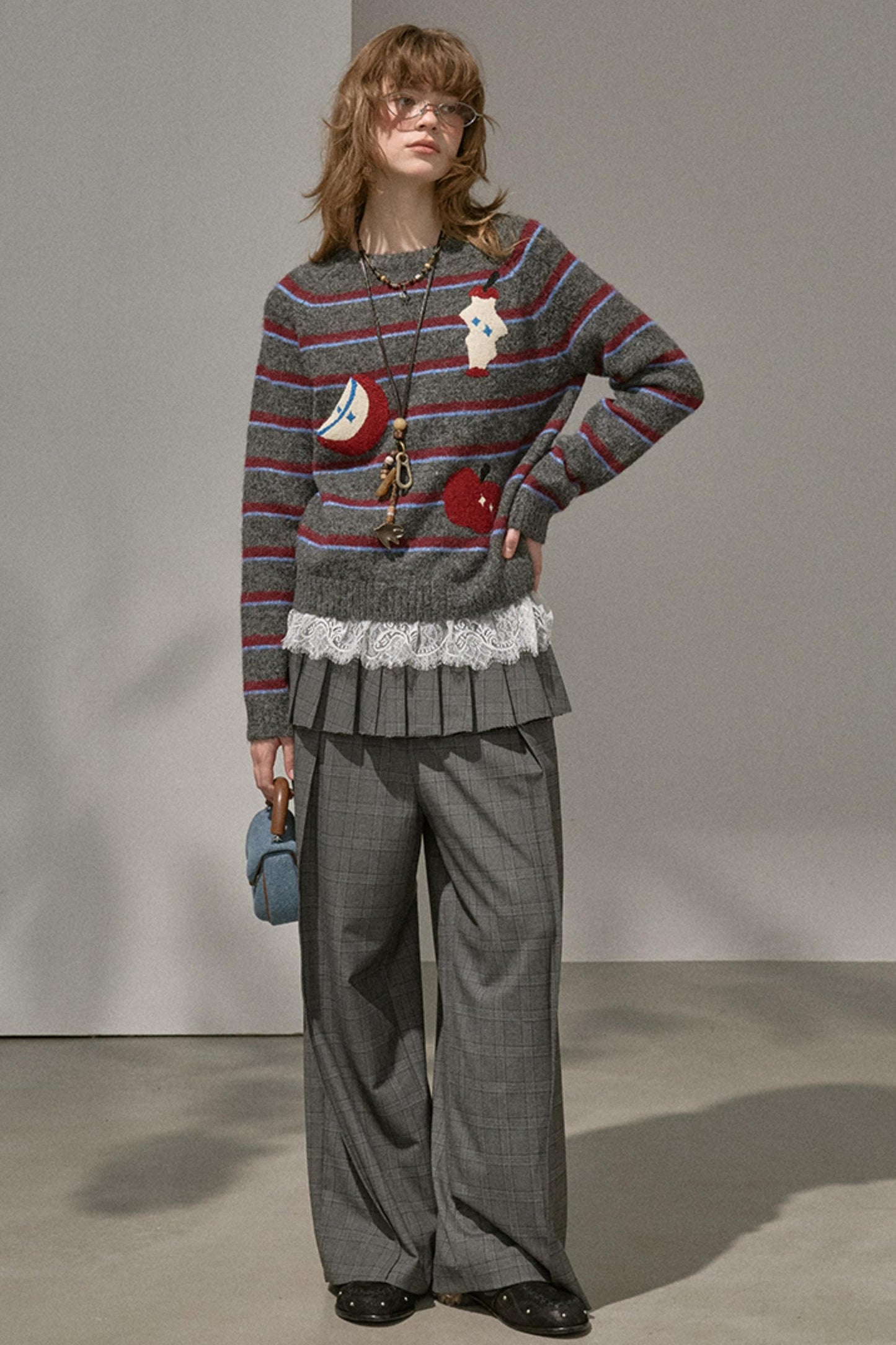 Apple Striped Crew Neck Top