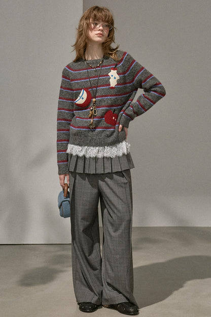 Apple Striped Crew Neck Top