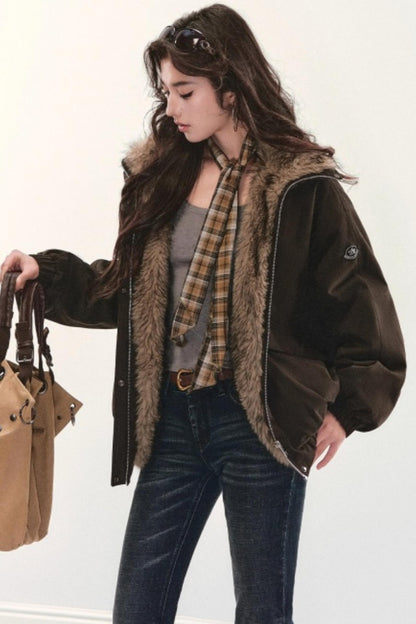 Retro Fur Collar Winter Coat