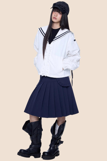 Casual Pleated A-Line Skirt