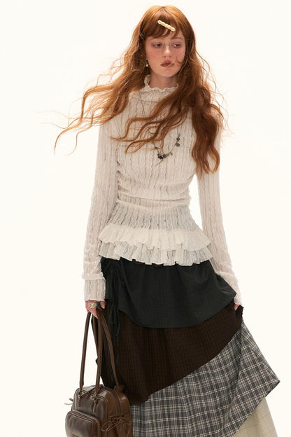 High-neck Slimming Long Sleeve Tee