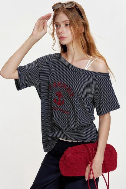 Navycore Knitted Striped T-shirt