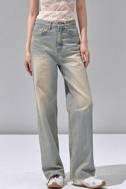 Retro Washed Straight Jeans