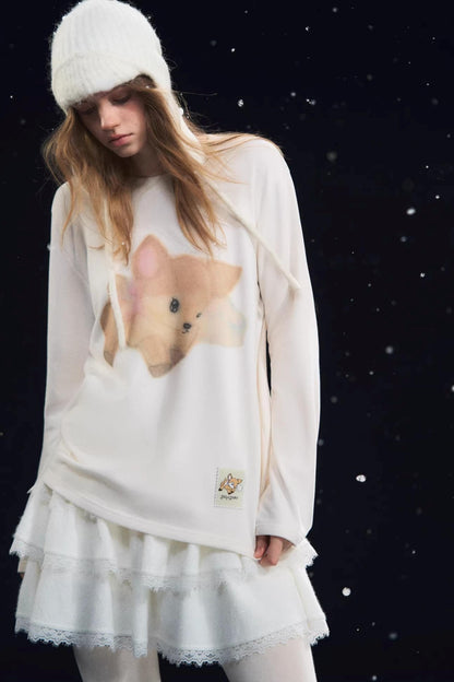 Little Deer Fluffy Blouse Top