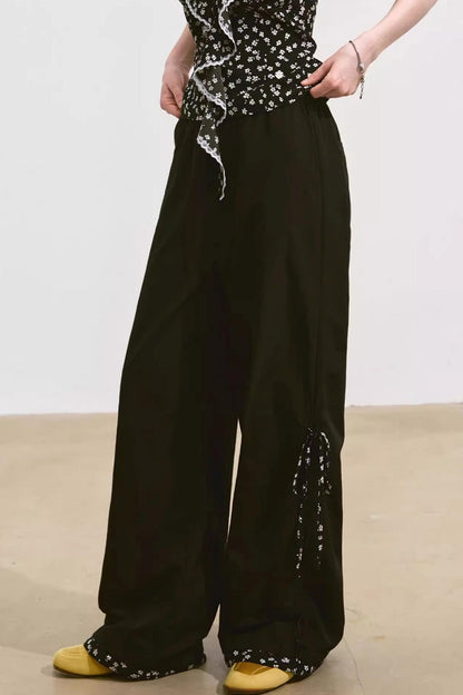 Floral Patchwork Plaid Trousers