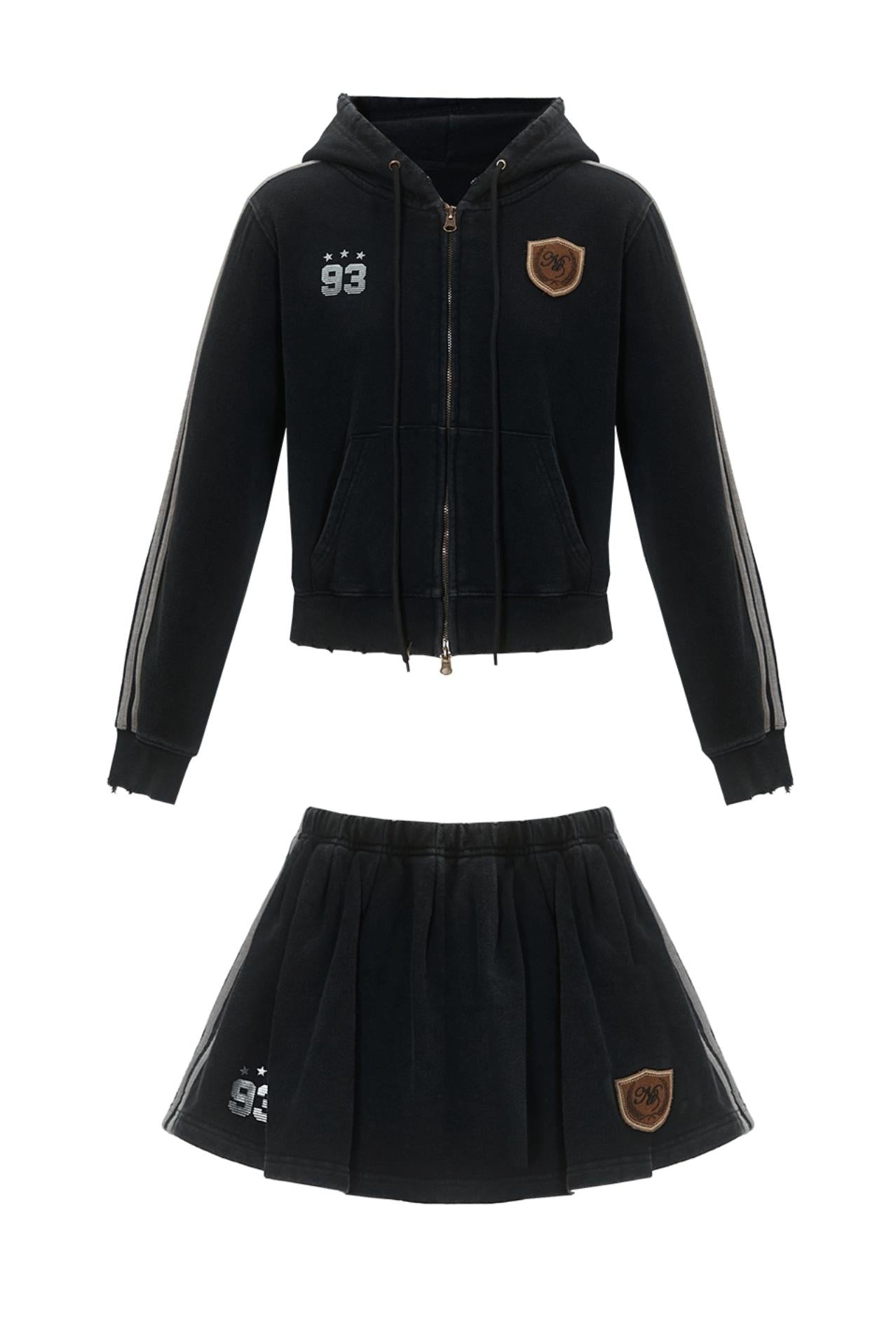 RETRO EMBROIDERED Medallion Hooded Jacket Set-UP