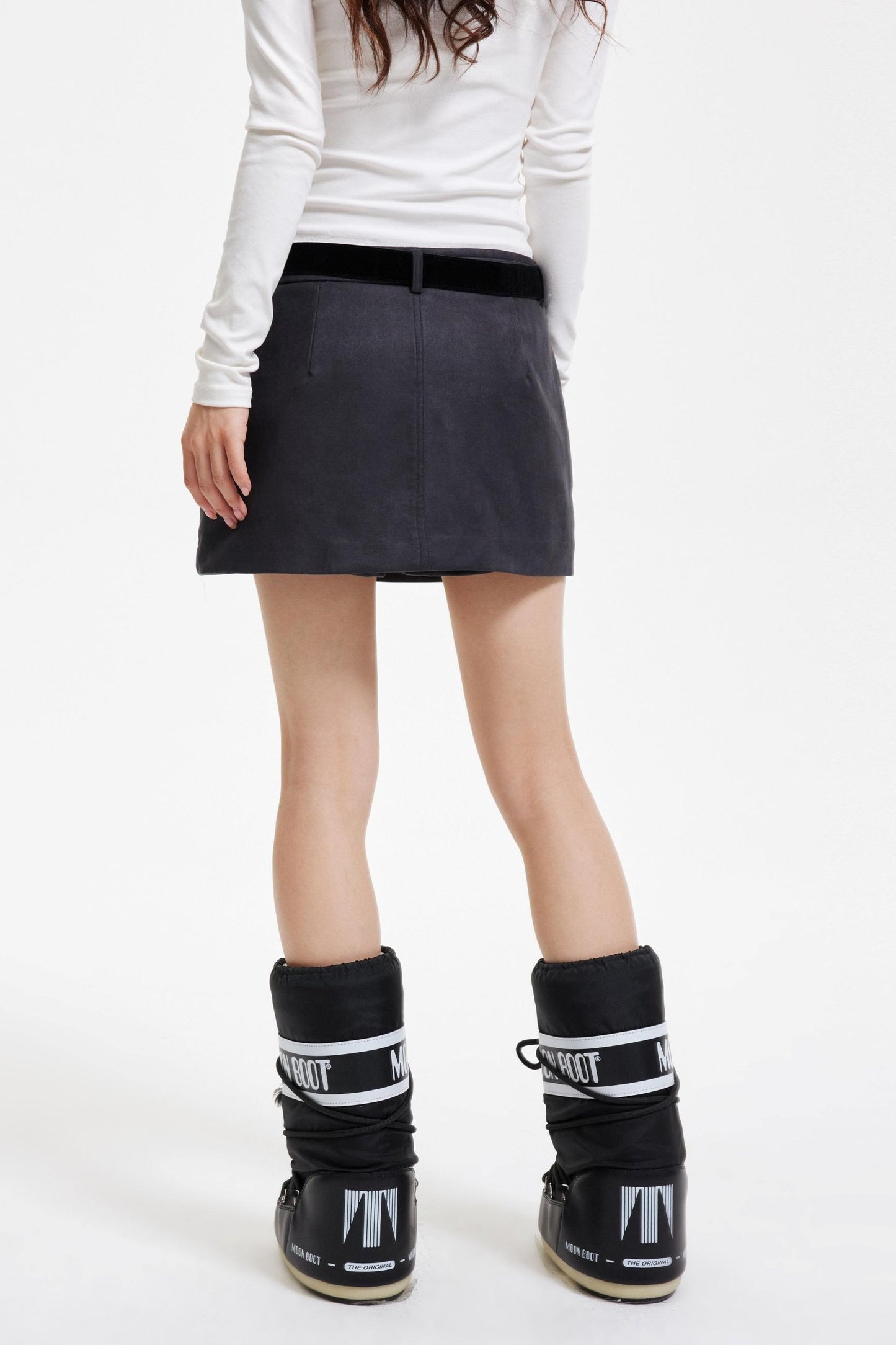 Retro Faux Suede A-Line Skirt