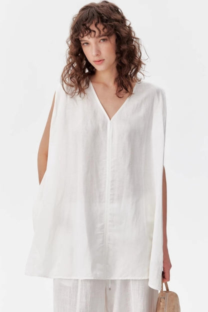 Summer V-Neck Linen Vest Set-Up