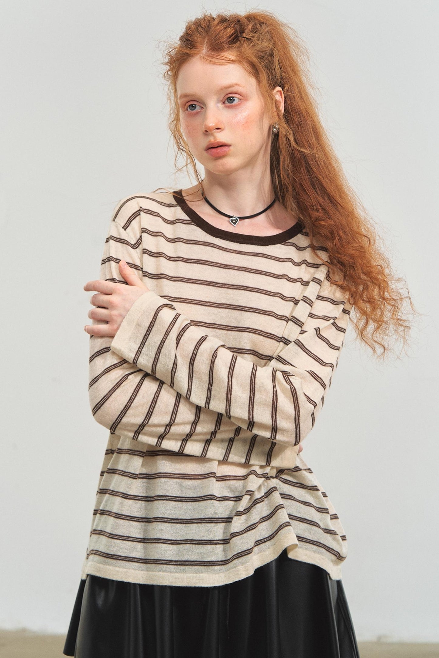 Vintage Striped Gray Knit Top