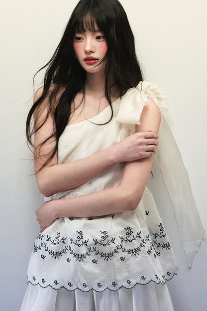 Elegant Embroidered Vest & Skirt Set-Up