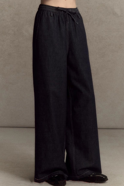 Elastic Wide Leg Jeans