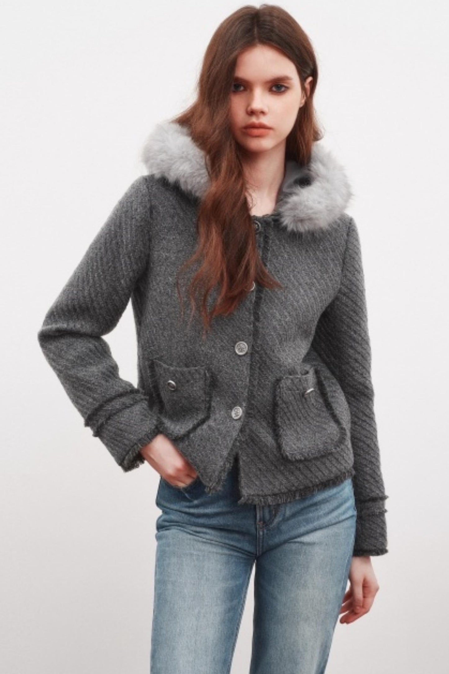 Winter Metal Buckle Wool Jacket
