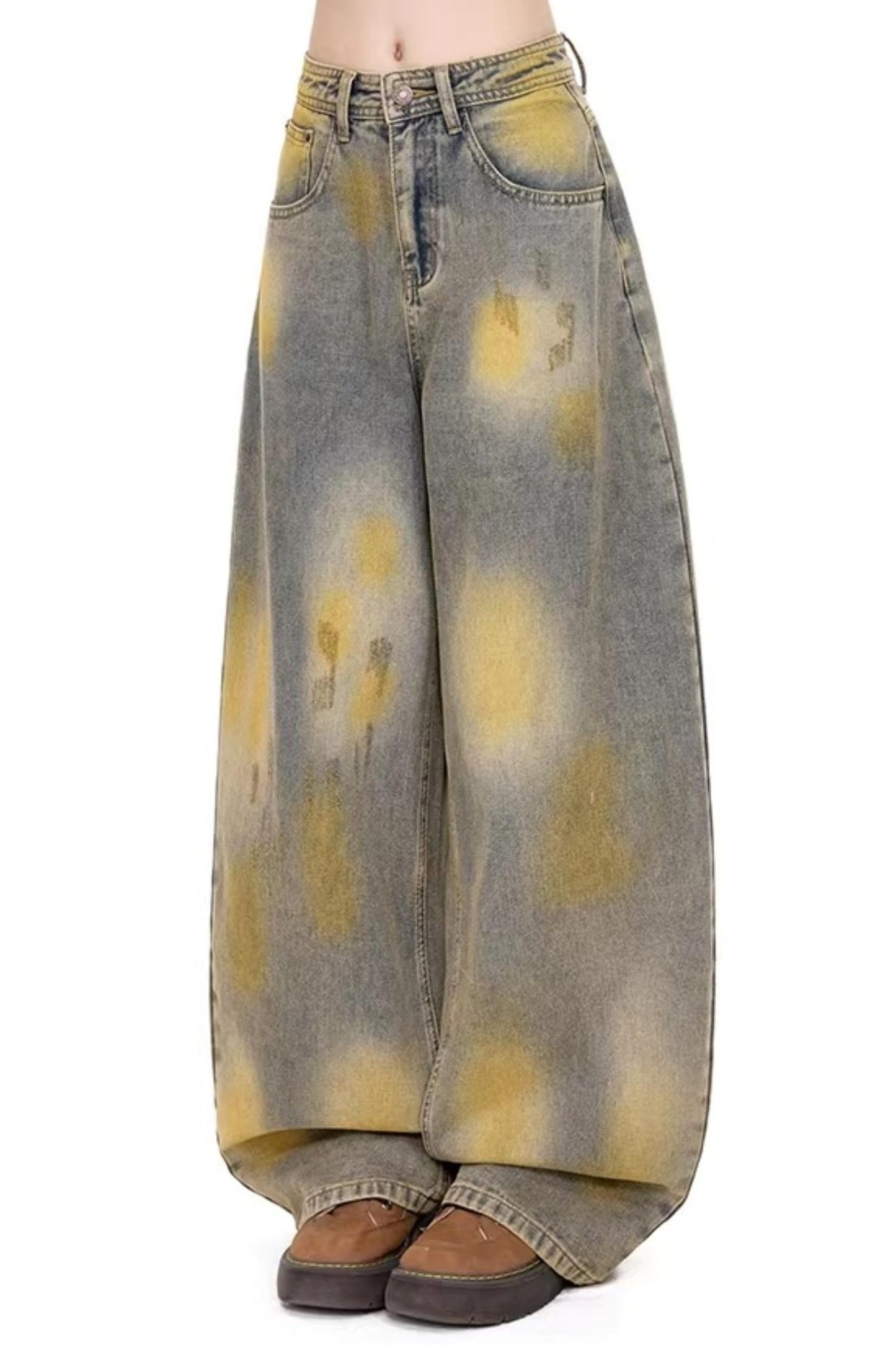 Vintage Gradient Wide-Leg Pants