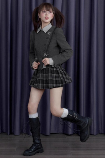 Spirit Gray Woolen Blazer Jacket Set-Up