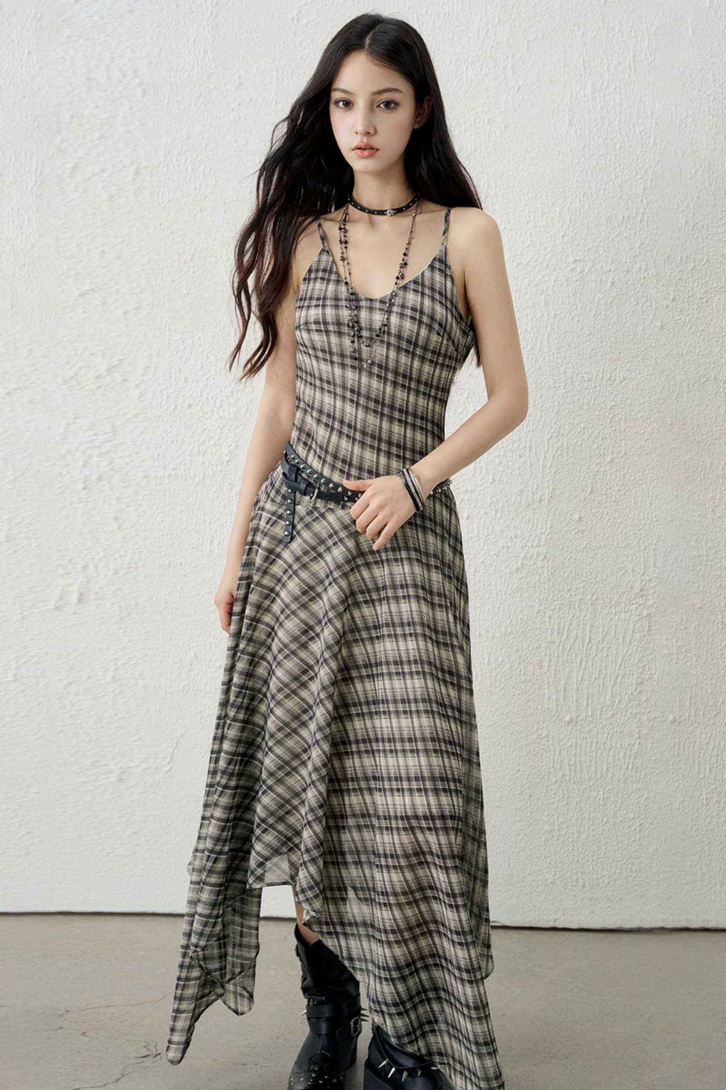 Retro Green Plaid Dress