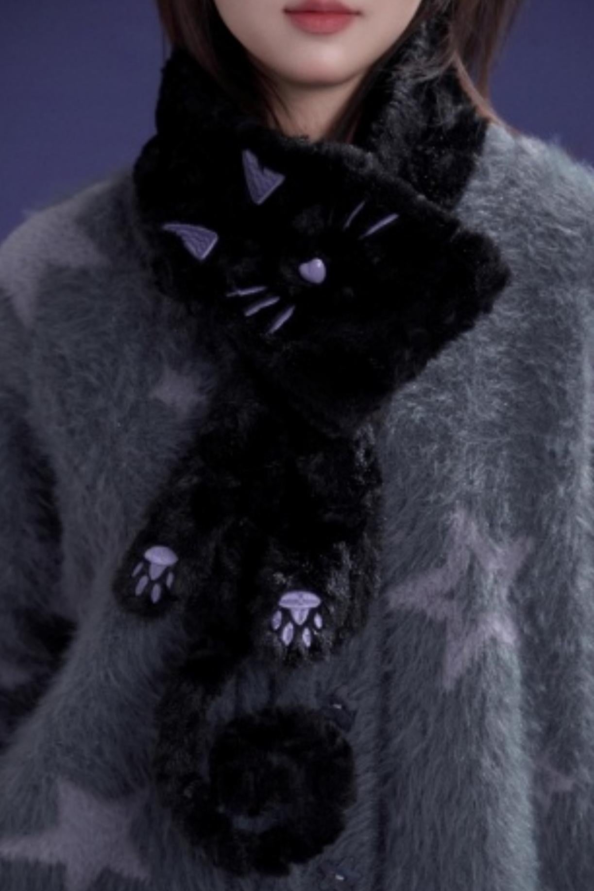 Black And Purple Cat Scarf