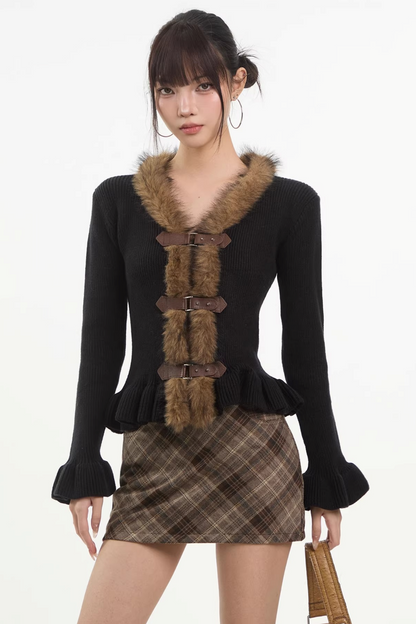 Retro Plaid Woolen Skirt