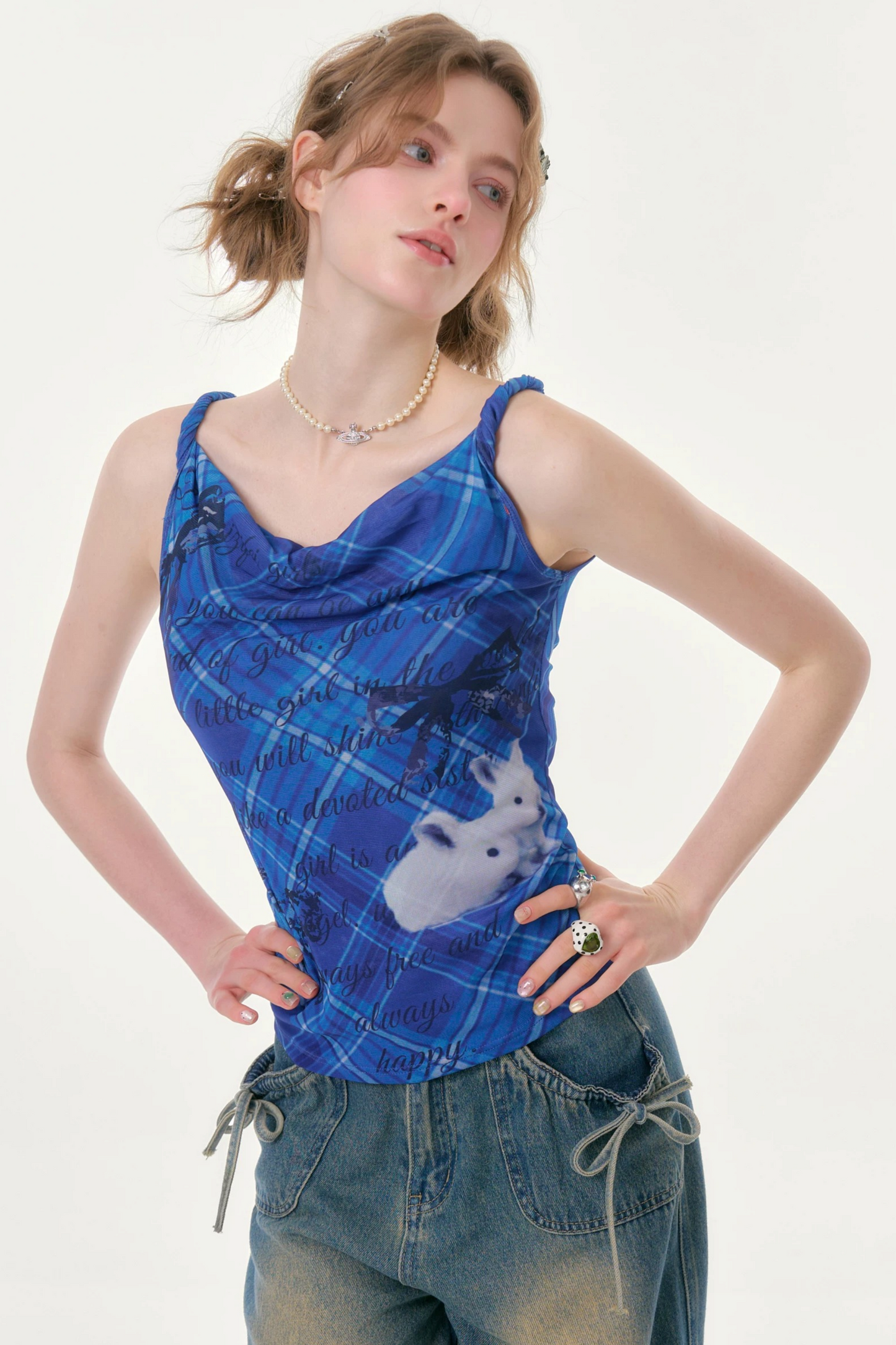 Klein Blue Plaid Swing Top