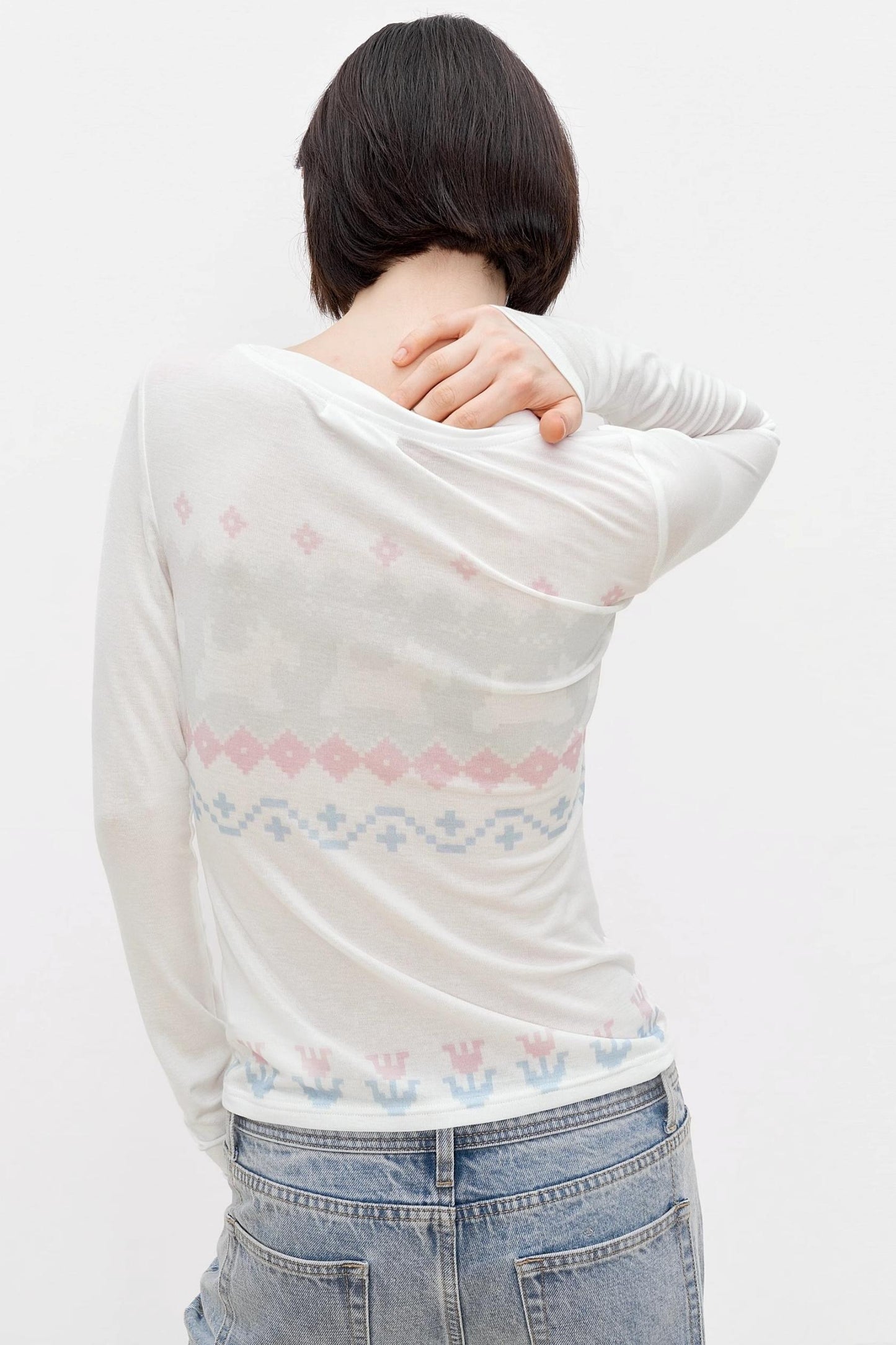 Fair Isle Wool Blend Long Sleeve Tee