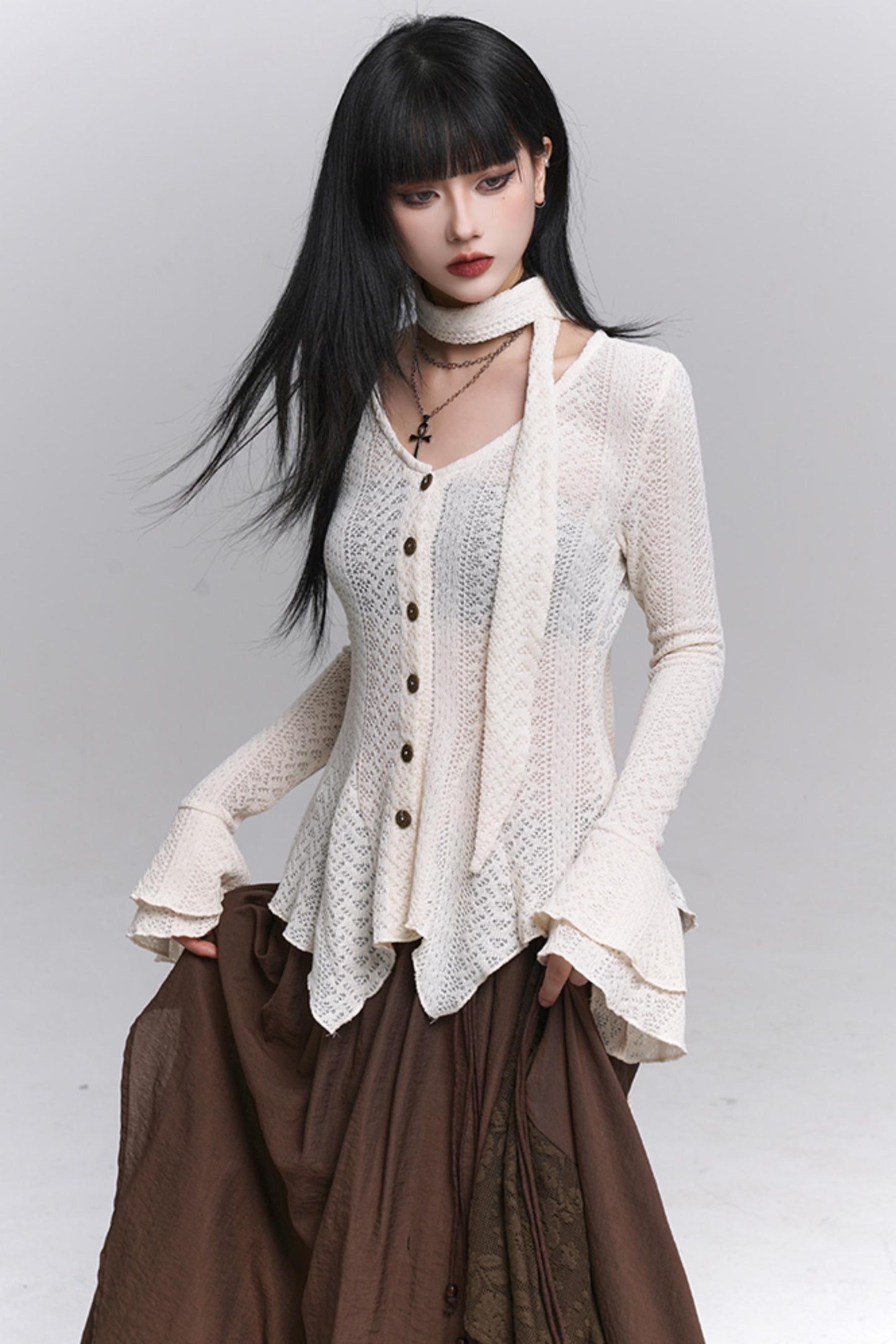 Gray Knitted Slim Top