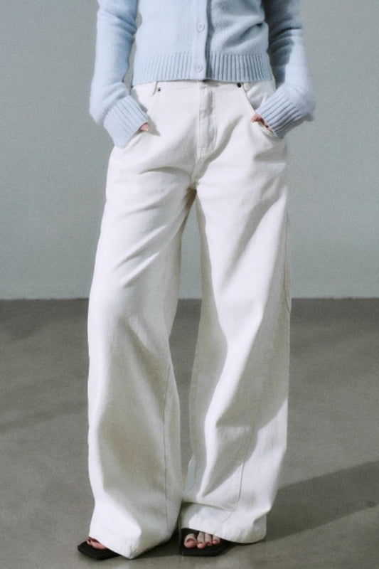 White Cotton Denim Pants