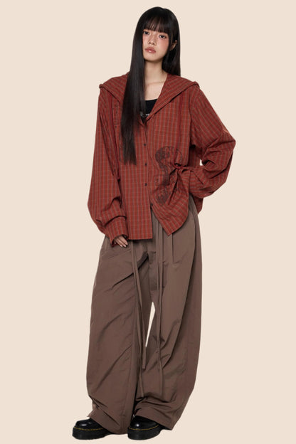 Hooded Plaid Lightweight Loose Jacket